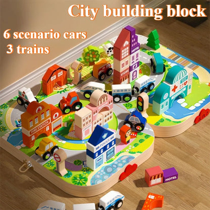 Wooden Building Blocks Set City Construction Stacker Stacking Preschool Learning Educational Toys Toddler Toys Boy Girl Gifts