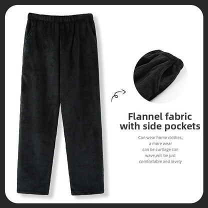 Men's Winter Thickened Fleece Coral Velvet Home Clothes Pants Plaid Patterned Home Pants Warm Comfortable mid Waist Elastic