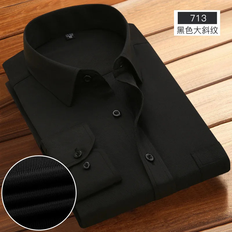 Men's Striped Long Sleeve Shirts 2026 Autumn Anti-wrinkle Business Shirt Fashion Casual Comfortable Breathe Slim Fit Shirts