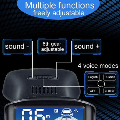 LED Reverse Radar 8 Sensors Backlight Display Voice Prompt Detection System Universal Auto Parking Safety Auxiliary Accessories