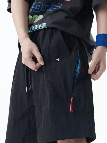 Men's Summer Dopaamine Quick Dry Short Pants Casual Thin Breathable Loose Fit Sporty Workwear Five-Quarter Length Trousers