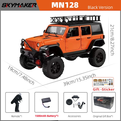 MN128 1/12 RC Car 4WD Jeep Model 2.4G Remote Control LED Light 4X4 Off Road 4WD Climbing RC Truck Electric Toy Car Gift for Boy