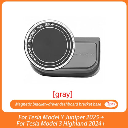 Base Magnetic Phone Holder For Tesla Model YL/Y Juniper 2025 Model 3 Highland 2024 + ABS Rotatable Bracket Non-Shaking Car Mount