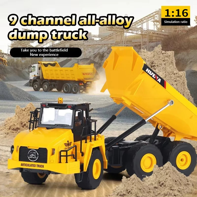 Huina 1553 RC Truck 2.4G Remote Control Alloy Dump Excavator Electric Tractor Engineering Vehicle Model Kid Toy Boy Xmas Gifts