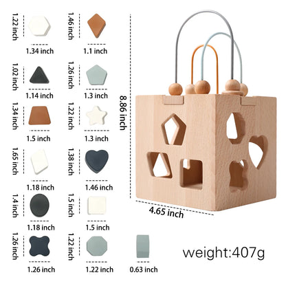 Children's Montessori Toys Wooden Building Blocks Shape Matching Toys Kids Educational Wooden Box Puzzle Toys Stacking Game