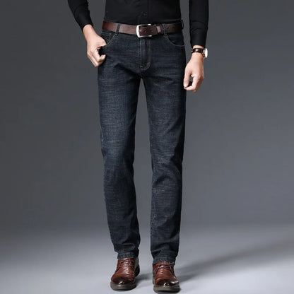 Men Jeans Stretch Skinny Denim Pants Solid Color Black Blue Spring Luxury Street Harajuku Hip-Hop Style Slim Fit Trousers Brand