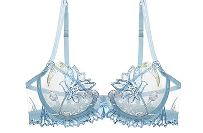 Sexy French Ultra Thin Lace Embroidery Underwire Bra Summer Minimizer Full Coverage Slimming For Busty Women Daily Wear 32-38ABC