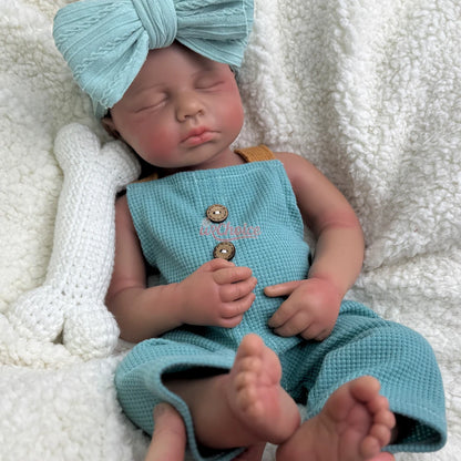 Open Mouth 20" Realistic Newborn Silicone Reborn Baby Loulou Weighted Handmade Reborn Doll Close Eyes Sleeping Veins For Kid Toy