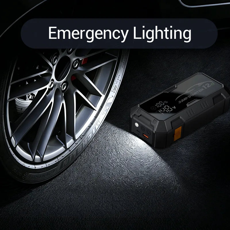 Portable 12V Car Emergency Starting Power Bank Car Jump Starter with Integrated Tire Inflator for Automobile Tyre Inflation