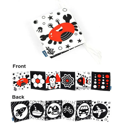Newborn Sensory Toys For Babies Educational Baby Book Crib Toys Black White Baby Toys Animal Cloth Book Baby Toys 0 12 Months