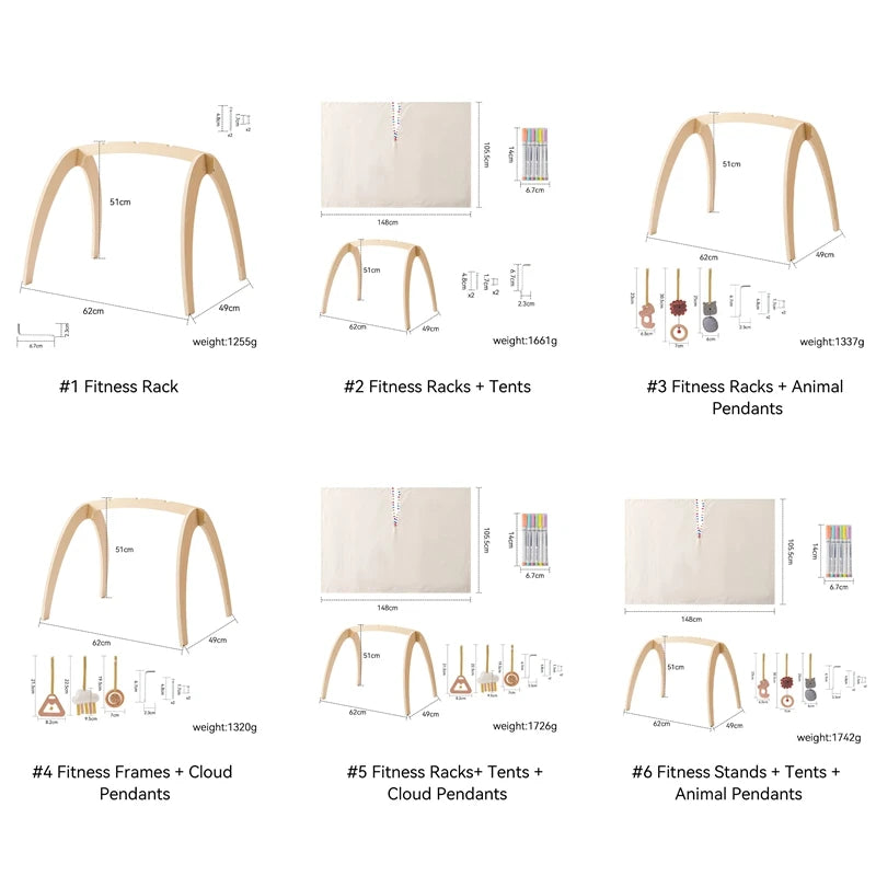 Baby Gym Wooden Carpet Activities for Babies Tent Pendent Hanger Activities for Baby Stroller Toys Wooden Room Activities Gym