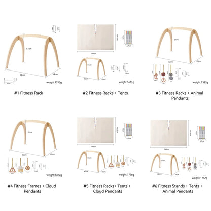 Baby Gym Wooden Carpet Activities for Babies Tent Pendent Hanger Activities for Baby Stroller Toys Wooden Room Activities Gym