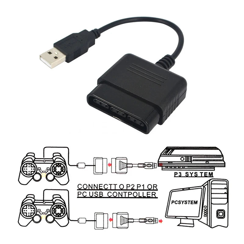 Gamepad Cable for Sony PlayStation PS2 to PS3 Console PC USB Extention Core for Computer Game Player Controller Cable Adapter