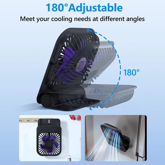 Eary Portable Magnetic Fan With 1200mAh Battery Usb Rechargeable 180 Adjustable 4 Speed Wind Personal Ultra-thin Air Cooling Fan
