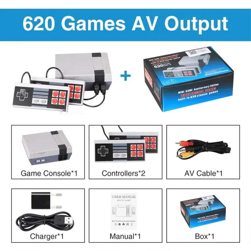 Retro Family Video Game Console For FC Home Game Player AV Output Built in FC620 Classic Game with wired Gamepad For Children