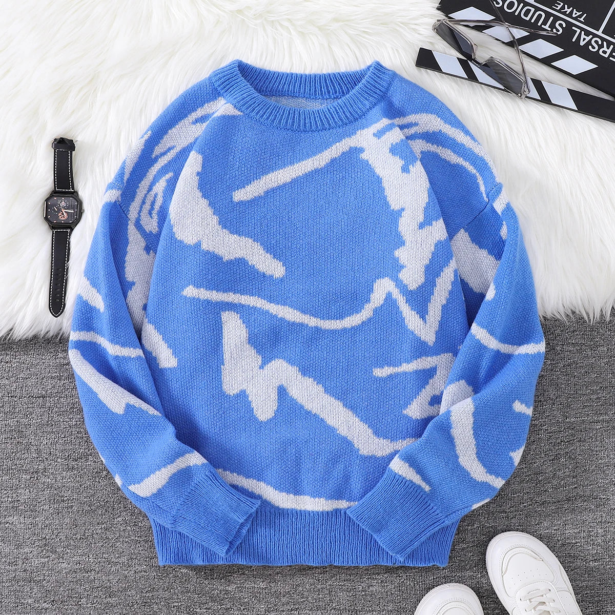 Unisex Sweaters, Casual and Comfortable with Dropped Shoulders, Autumn and Winter Knitwear, Soft Regular-Fit Long-Sleeved Crew Neck Pullovers, Suitable for Everyday Wear, Unisex Tops for Going Out, Men's Knit Pullovers