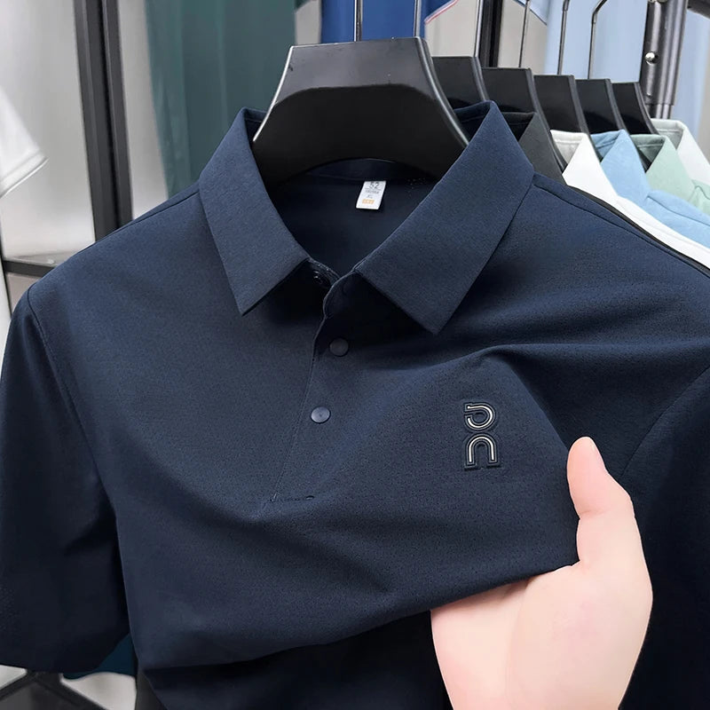 New Men's Short Sleeved Printed Polo Shirt Summer Luxury Brand Fashion Business Cool Anti Wrinkle Lapel T-shirt Top Men's Wear