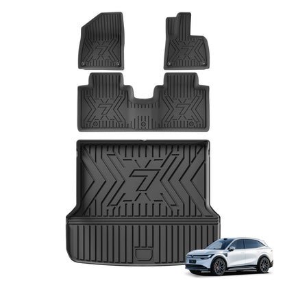 RHD for Zeekr 7X 2024-2026 Car Floor Mats Cargo Liner Trunk Pad TPE 3D Foot Mat Waterproof All Weather Accessories Black