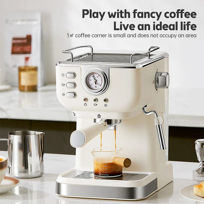 Coffee Maker 1050W 1.5L Large Capacity Semi Automatic 20bar High Pressure Extraction Coffee Machine for Home Cafes