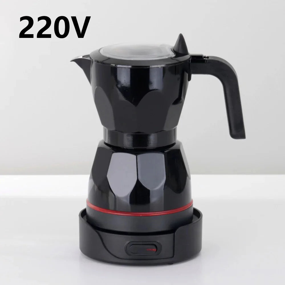 110V 220V 150ml Home Transparent Electric Moka Pot Aluminum Moka Pot Coffee Maker Simple Portable Coffee Pot