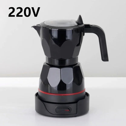 110V 220V 150ml Home Transparent Electric Moka Pot Aluminum Moka Pot Coffee Maker Simple Portable Coffee Pot