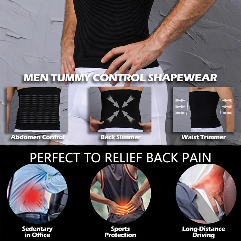 Men's Waist Control Belt Shaping Band Firm Tummy Control Shapewear Compression Waist Cincher Belly Fat Slimming Body Shaper