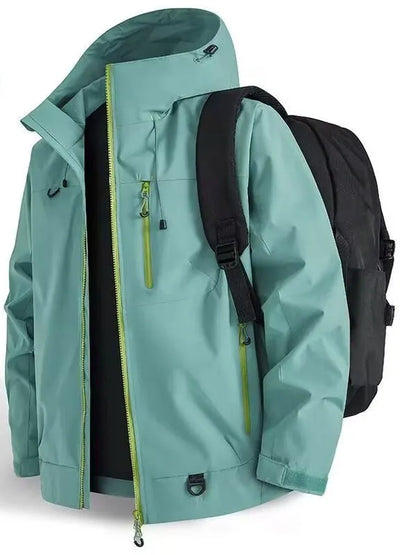 New 2025 Men's Outdoor Casual Thickened Jacket Windproof Waterproof Warmth Hooded Zipper Closure Polyester Fiber Long Sleeve ...