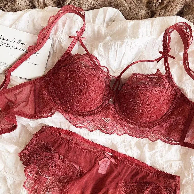 MOYISU Adjustable Lace Bralette for Small Chest Bra Set Removable Straps & Thin Padding Soft Wire Comfort Muslim Girls Underwear
