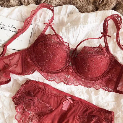 MOYISU Adjustable Lace Bralette for Small Chest Bra Set Removable Straps & Thin Padding Soft Wire Comfort Muslim Girls Underwear