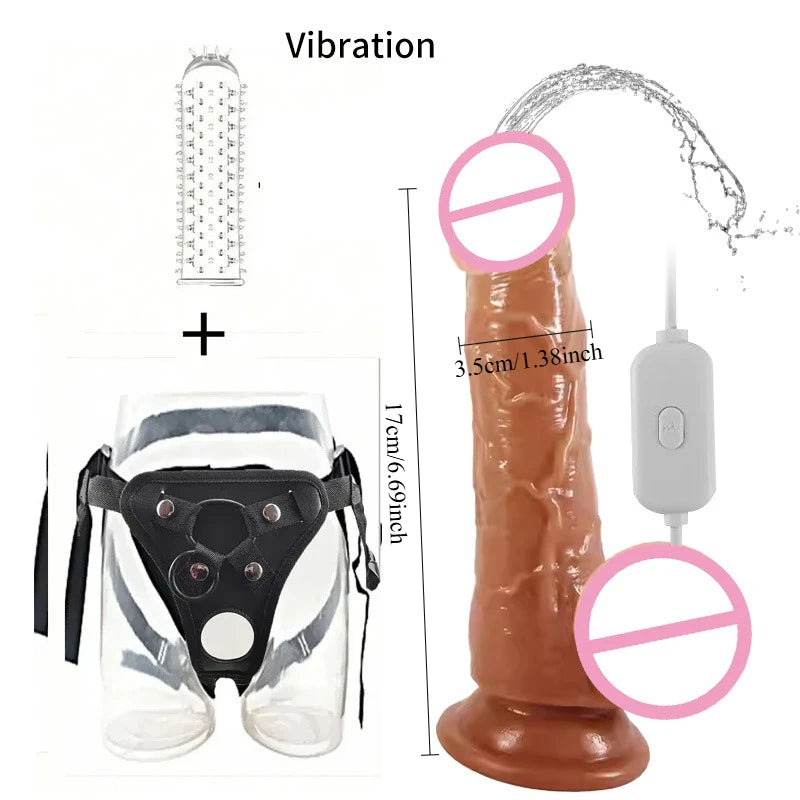 Women Realistic Water Squirting Vibration Dildos Anal Toys Penetration Masturbation Suction Cup Big Penis Dick Adult Sex Toy 18+