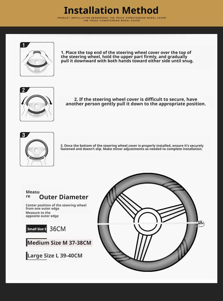Elastic Carbon Fiber Leather Steering Wheel Cover Universal 36-40cm No Inner Ring Anti-slip Car Handle Protector 4 Seasons
