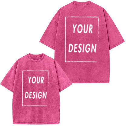 Men's and Women's Cotton Washed T-Shirt Custom Printed T-Shirt 230G Top DIY Your Favorite Pattern or Logo Fashionable Custom Top