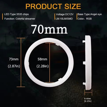 2PCS RGB Cotton LED Angel Eyes Halo Ring 60/70/80/90/95/100/110/120mm LED Headlight Lamp For Car Motorcycle DRL Eyes APP Control