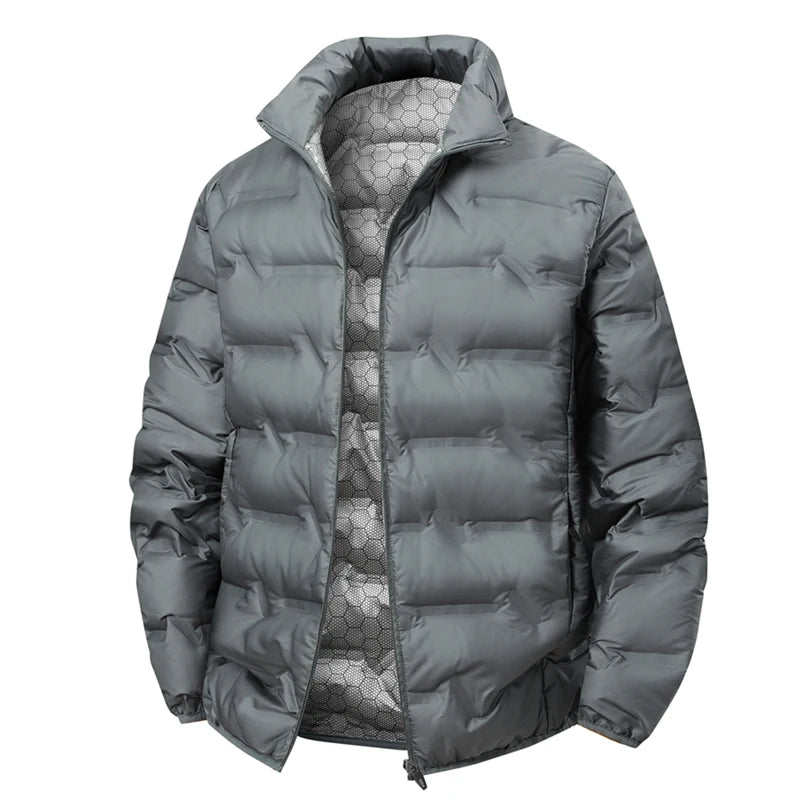 Solid-color middle-aged down jacket for winter warmth, padded lapel cardigan, thick and versatile down jacket