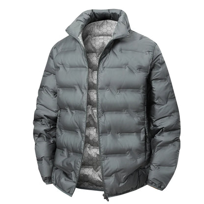Solid-color middle-aged down jacket for winter warmth, padded lapel cardigan, thick and versatile down jacket