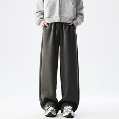 DUKEEN Men’s 400g Heavyweight Straight-Leg Sweatpants Cotton Blend Wide Fit Casual Sports Pants for Spring Autumn