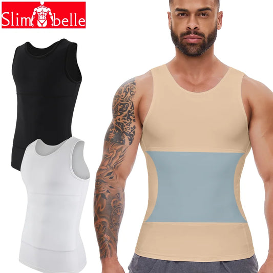 Slimbelle Compression Vest Men Tummy Control Shapewear Double Layer Cool Farbic Vest Slimming Sleeveless Body Shaper Underwear