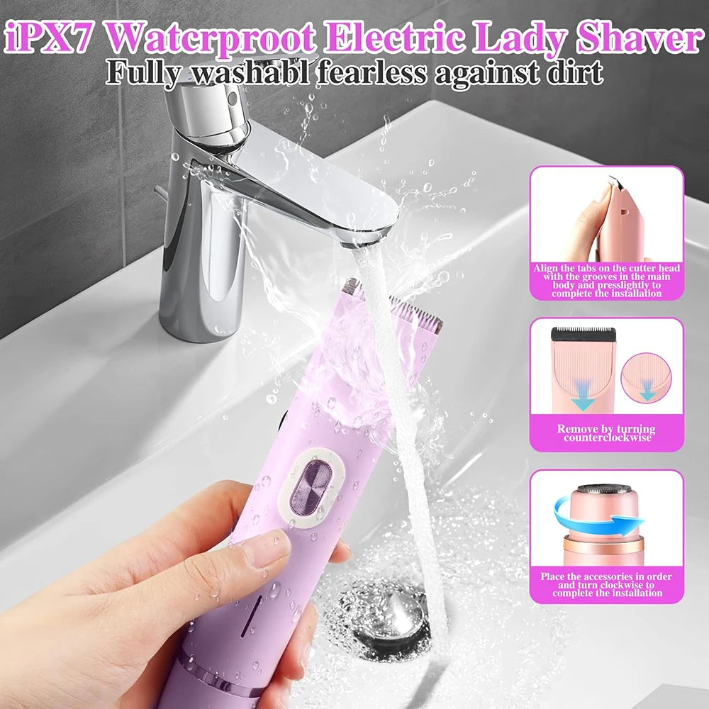 Electric Razor Woman Shaver Painless Mustache Epilator Leg Bikini Body Hair Trimmer for Women Facial Epilator Hair Remover