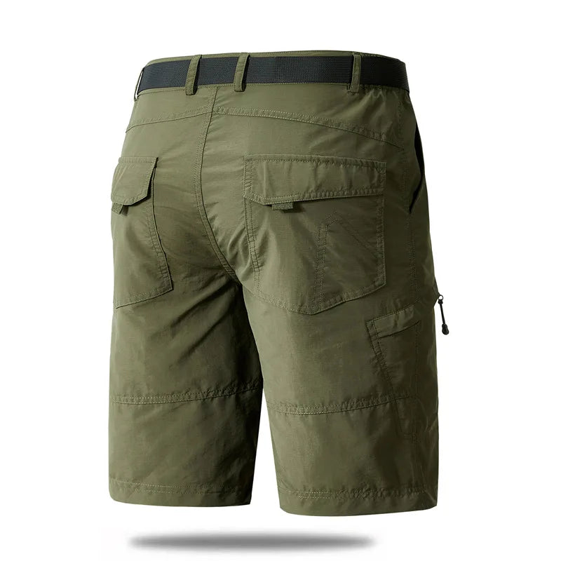 Men's Cargo Shorts Thin Loose Casual Workwear Man Summer Ice Silk Quick Dry Sporty Mid-Length Straight Leg Cotton Short Pants