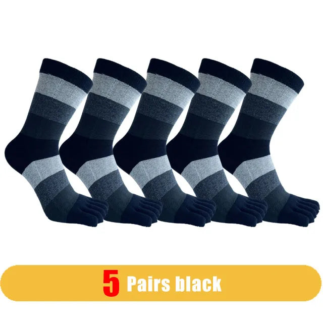 1/5 Pairs Man Short Socks Toe Striped Business Cotton Party Dress Soft Elastic Young Colorful Happy Funny Five Finger Socks Warm
