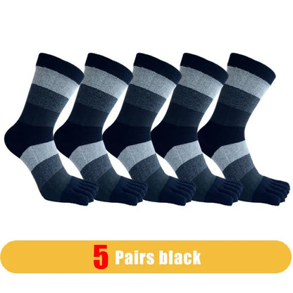 1/5 Pairs Man Short Socks Toe Striped Business Cotton Party Dress Soft Elastic Young Colorful Happy Funny Five Finger Socks Warm