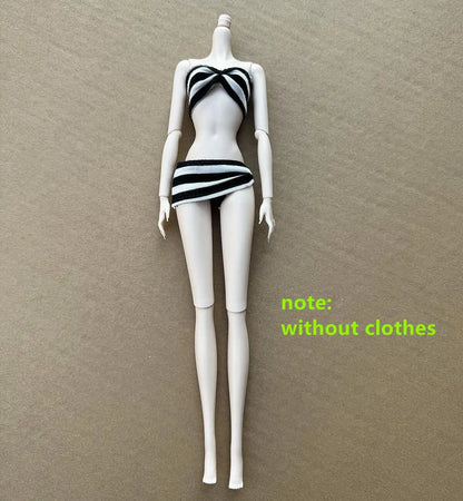 1/6 Scale Multi-jointed Fashion Doll Heads with Bangs Pony Tail Super White Beige Dark Brown Skin Tone PP Doll Figures for Colle