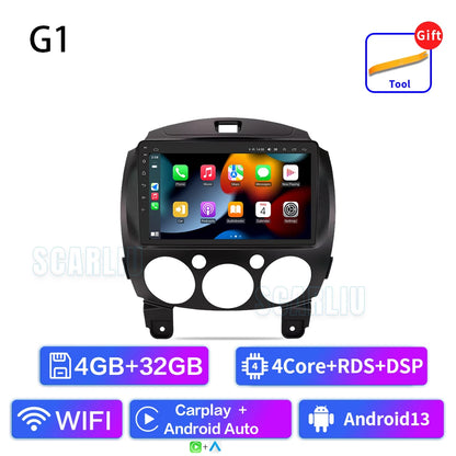 SCARLIU for Mazda 2 2007-2014 Multimedia Video Player 4G WIFI GPS Navigation Carplay DVD Head Unit 2 Din Android 16 Car Radio