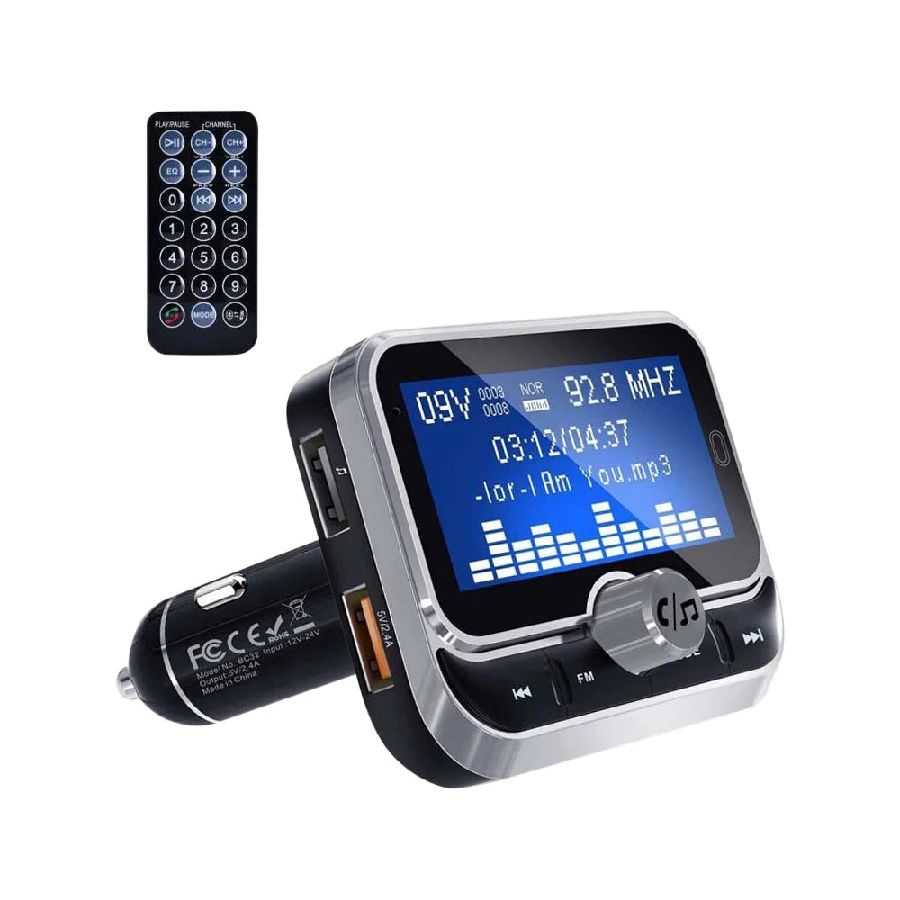 BC32 Car FM Transmitter With Remote Control Bluetooth MP3 Player Phone Hands-Free Dual USB Car Charger FM Transmitters Modulator