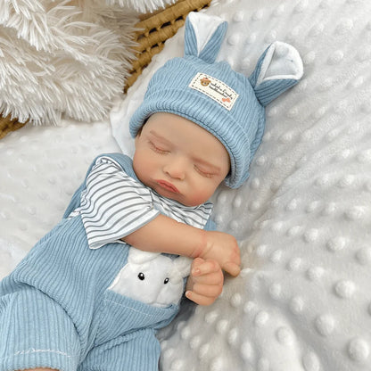 AONPENG Asleep Realistic Reborn Baby Doll 18inch 45cm, Cloth Body & 3D Skin, Fashion-Forward Birthday Gift for Girls