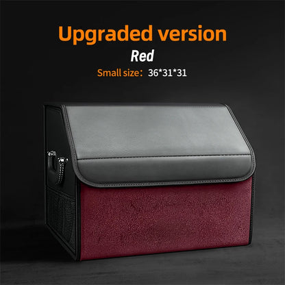Car Suede Trunk Organizer Large Capacity Leather Foldable Storage Box Portable Multifunctional Tool Organizer Car Accessories