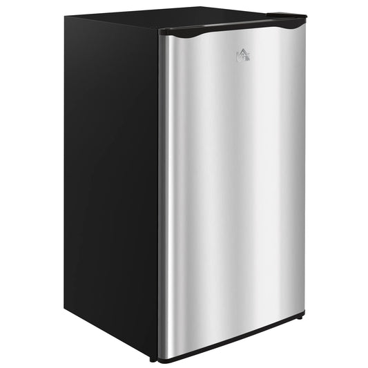 3.2 Cu.Ft Mini Fridge with Freezer, Single Door Compact Refrigerator with Adjustable Thermostat, Energy Efficient, Silver