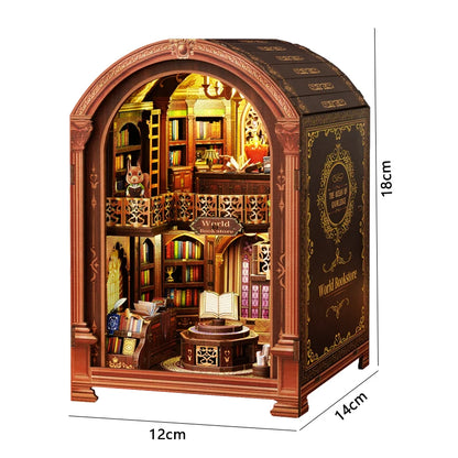 Zuuton Dragon Treasure DIY Book Nook Kit 3D Wooden Puzzle with LED Light Miniature Dollhouse Bookend Handmade Model Decor Gift