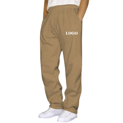 Customized Straight Leg Sweatpants Men Autumn Winter Personality Printed Thicken Jogger Pants Pocket Trousers Streetwear S - 5XL