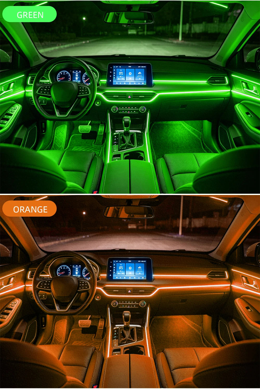 Car 4/5/6in1 Interior Decoration Ambient RGB Fiber-Optic Light Strip USB Dashboard Neon Light Strip App Control Accessories